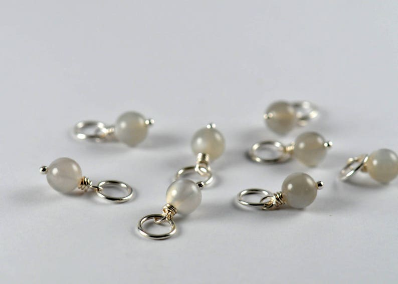 March Birthstone Interchangeable Charm Necklace Gray Moonstone Charm