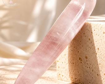 Rose Quartz Massage Wand • Hand Polished Crystal Tool • Wellness Accessory