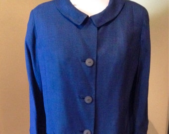 Vintage 1950s Navy Blue Pleated Suit | Nabretta of London (38 Bust) (As Is)