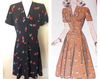 1940s Roses Dress made new from 1942 Pattern | 1940s Repro Dress | Lindy Hop | 35 Bust