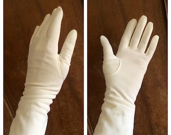 Vintage 1950s Off-White Classic 6-button Length Gloves | 1950s Gloves