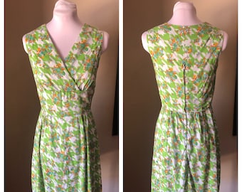 Repro late 1950s Cotton Green Summer Dress | 1950s Repro Dress | 32 Bust