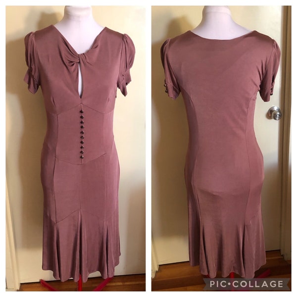 Repro Vintage 1930s Style Pinkish Karen Millen Dress | 36 Bust | 1930s Style Dress