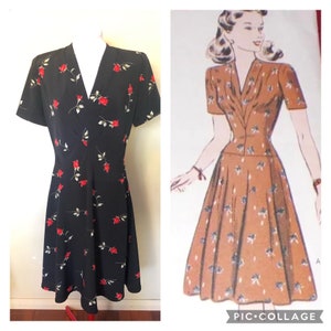 1940s Roses Dress made new from 1942 Pattern | 1940s Repro Dress | Lindy Hop | 35 Bust