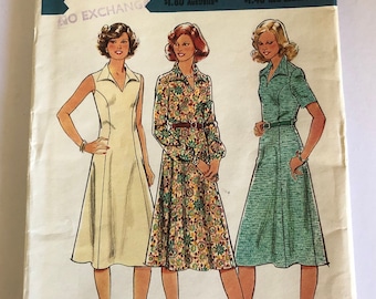 Vintage 1978 Style 2332 Flared Dress Sewing Pattern | Bust 35 | 1970s | Factory Folds