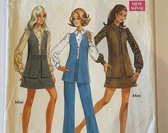 Vintage 1970 Style 2509 Blouse, Skirt, Trousers & Jacket Pattern: Bust 34, As Is