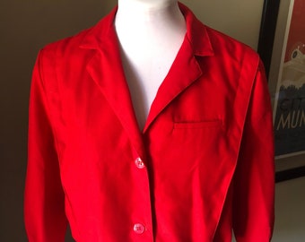 Vintage Late 1960s Red Cropped Sporty Ladies Jacket  | 36 Bust | 1960s Red Cropped Jacket