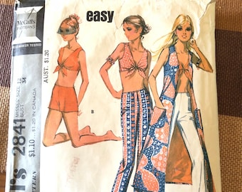 Vintage 1971 McCall's 2841 Vest, Pants & Top pattern | Bust 34 | Partially Used