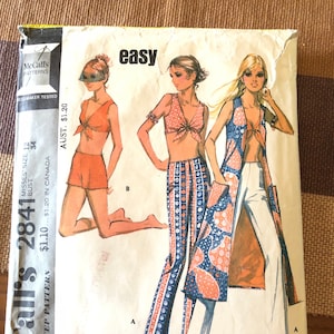 Vintage 1971 McCall&#39;s 2841 Vest, Pants & Top pattern | Bust 34 | Partially Used