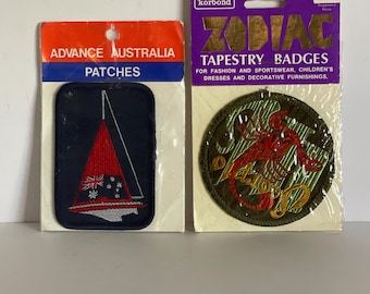 Vintage 1980s Zodiac and Yacht Embroidered Sewing Patches