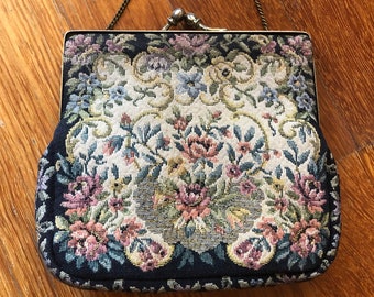 Vintage 1950s Petit Point Handbag/Purse | 1950s handbag