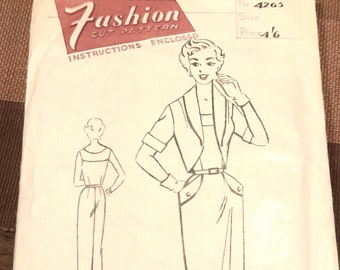 Vintage 1950s Unused Dress & Jacket Pattern | 32 Bust | Factory Folds