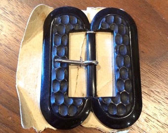 Vintage 1930s Large Brown Celluloid Buckle on Card | 1930s Buckle | Deadstock