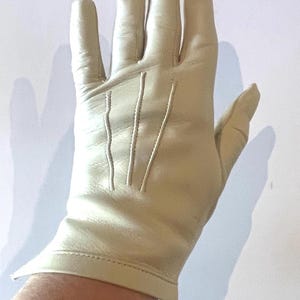 Vintage 1950s Cream Kid Leather Gloves | 1950s Leather Gloves | Vintage Gloves | Sz 7