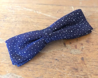 Vintage Late 1950 Skinny Blue Bowtie | 1950s Blue Bowtie | Bow Tie