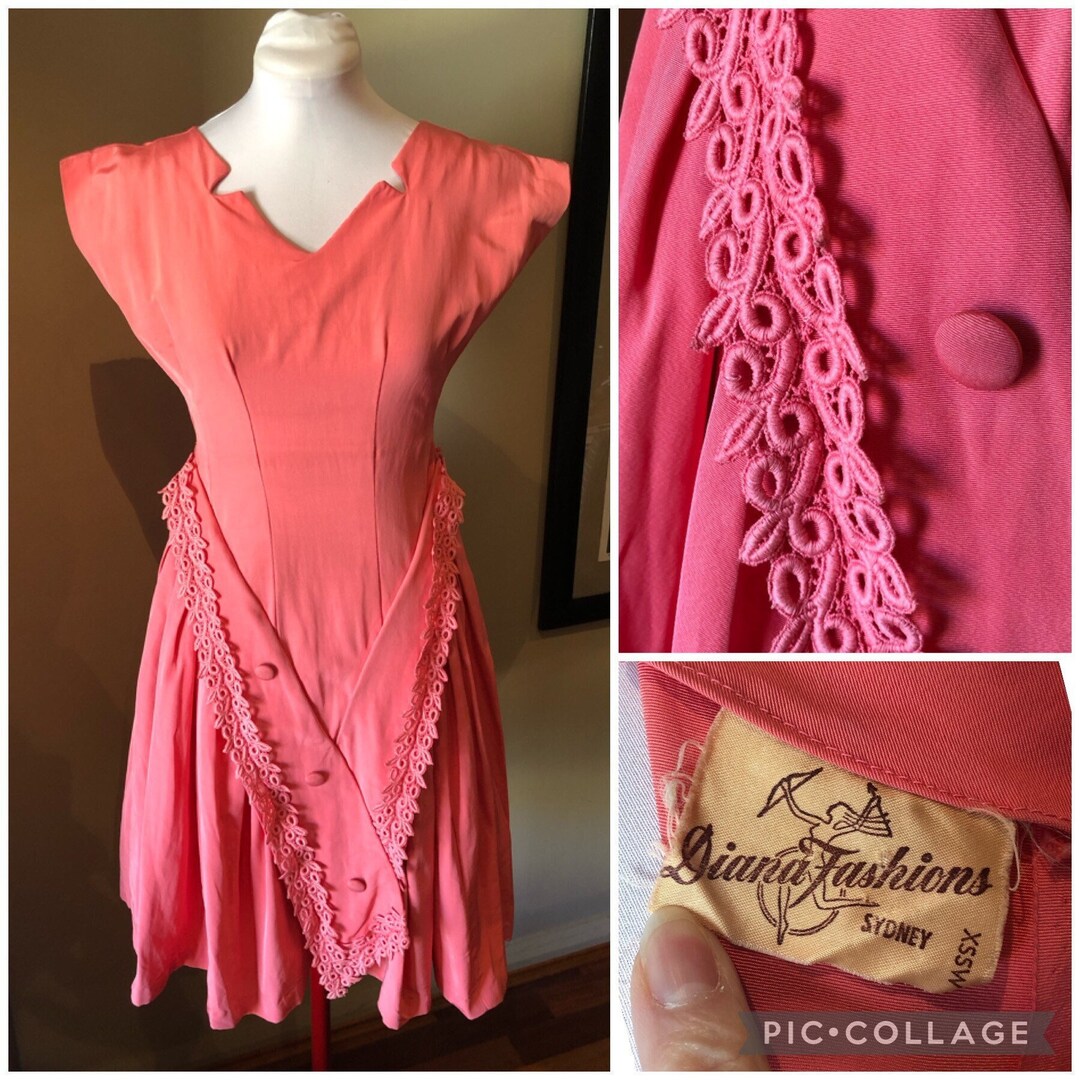 1950s Larger Sequin & Pink Skirted Dress main image 1