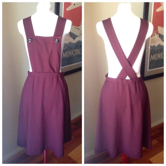 1940s Style Burgandy Pinafore Dress | Repro | Lind