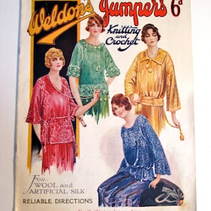 1920s Knitting & Crochet &#39;Weldons&#39; Pattern Book with 11 Blouse Designs | Digital pdf book | 1920s Blouse Knitting patterns