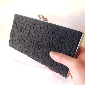 Vintage 1950s Black Soutache Braid Clutch Purse | 1950s Purse | 1950s Soutache Purse