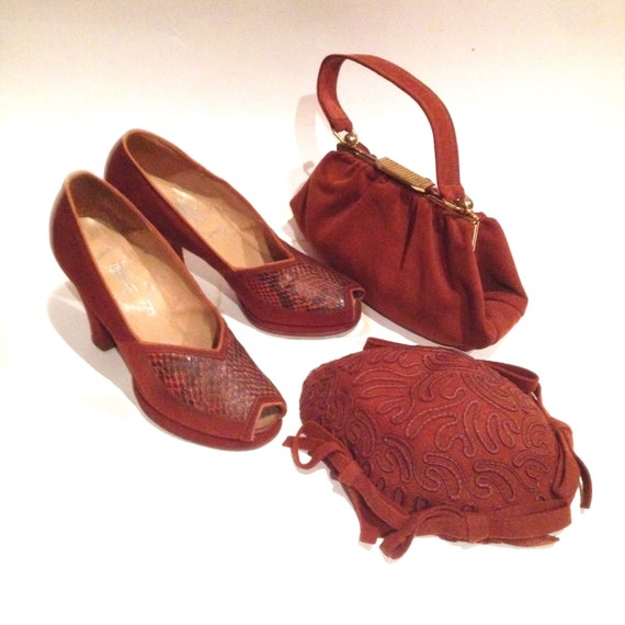 1940s Shoes, Handbag and Hat Set | 1940s Accessori