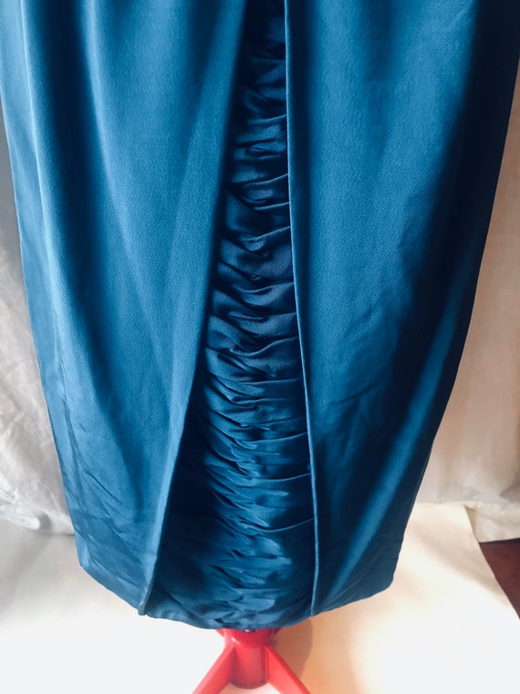 Vintage 1950s Blue Rayon 'Elegance' Evening Dress… - image 5