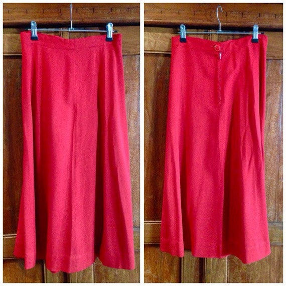 Vintage 1940s Red Linen Skirt - 26 waist
