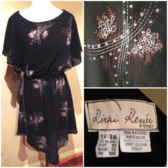 Vintage 1970s Black Sparkling Tabard/Tunic | 37 Bu