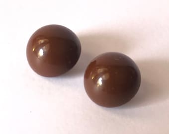 Vintage 1950s Brown Dome Earrings | 1950s Brown Earrings | 50s West German Earrings