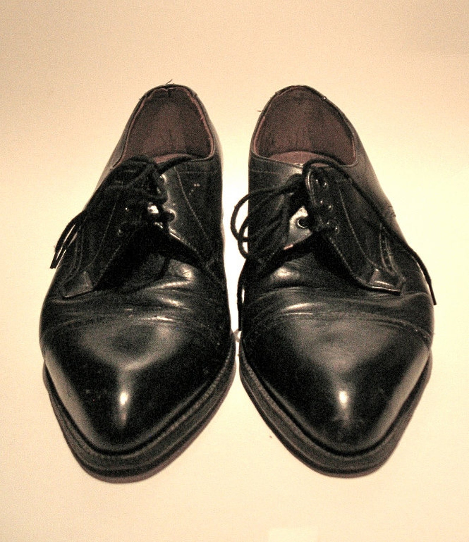Vintage 1960s Mens Black Leather Dress Shoes | Etsy