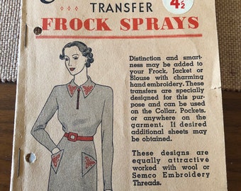 Vintage Rare 1930s  Frock Spray Embroidery Tranfers in Original Kit | 1930s Transfers