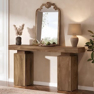 Modern Farmhouse Console Table - Wooden Slim Narrow Entryway Table