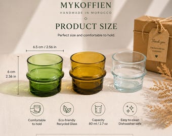 Espressotasse aus Recyclingglas, nachhaltige Demitasse mit 3 Unzen, Espresso-Schnapstasse aus Klarglas, umweltfreundliches Kaffeestationzubehör