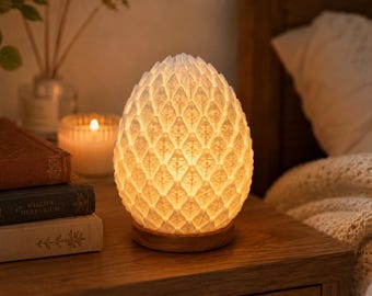 Lampe oeuf en écailles de dragon, veilleuse lumineuse lumineuse imprimée en 3D, décoration de chevet fantastique