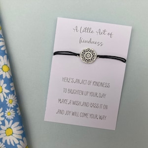 Silver Mandala Kindness Friendship Bracelet With Quote - Adjustable, Friendship Gift, Party Favor, Prom, Graduation, Personalise Me!