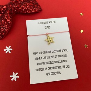 Een kerstwens vriendschap verguld gehamerde ster charme armband met quote - verstelbare, gratis personalisatie!