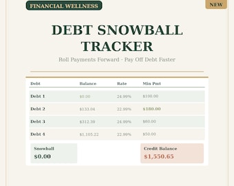 Debt Snowball Tracker | Financial Freedom Planner (Excel Download)