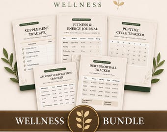 Forever 50 Wellness Bundle | Supplement Tracker, Fitness Journal, Peptide Cycle, Subscription & Debt Trackers