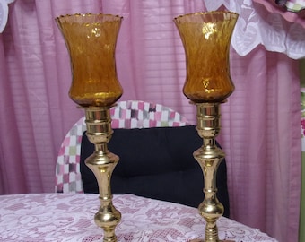 Harvest Gold, Peg Glass, Votive Cups, Glass Candleholder, Replacement, Homco Home Interiors, Tabletop Decor