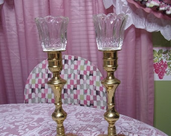 Holland Tulip Glass Peg Votive cups Candleholder Replacement Glass Homco Home Interiors  Wedding Bridal  Romantic  3 PAIRS AVAILABLE