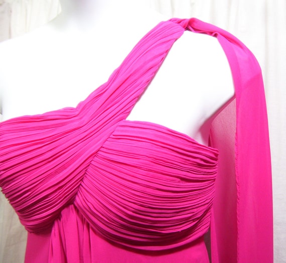 Hot Pink Evening Gown Long Formal Dress Size 14 One Etsy