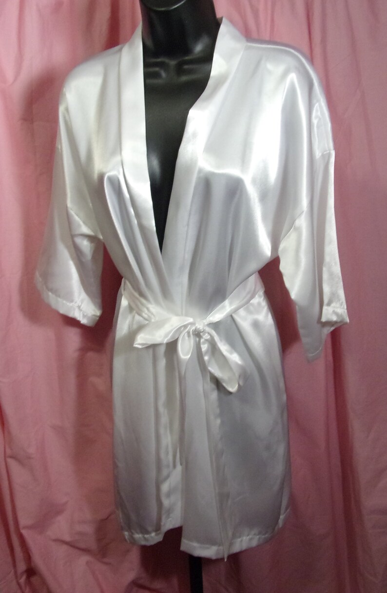 Kimono Robe Satin Wrap Short Soft White Ivory Innermost Etsy