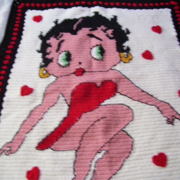 Crochet afgano Betty Boop Manta Lanzar reliquia calidad listo para la entrega inmediata