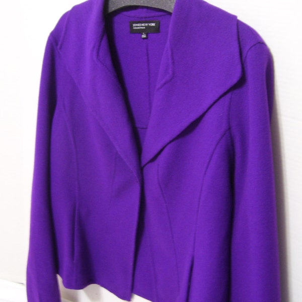 Winter Purple Wool Felted Jacket Jones of New York Size Large