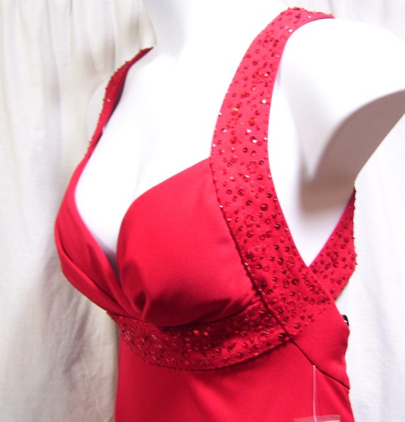 Prom Evening Gown Sexy Red Beaded Sequins Size 12 Dress Etsy