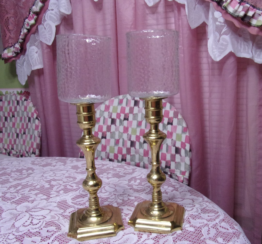 Unique, Pebble Beach, Glass Peg Votive Cups, 1 Pair Only, Homco, Home