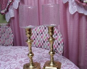 Unique, Pebble Beach, Glass Peg Votive Cups, 1 Pair Only, Homco, Home Interiors, Glass candleholder, replacement, Bridal Romantic Table Top