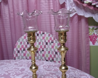 Sweet Lilibet Glass Peg Votive Cups,*2 Pairs Big Fluted Edge, RARE, Candleholder, Homco Home Interiors, Replacement glass, Romantic Light