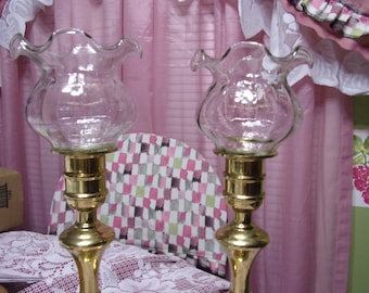 Glass Peg,  Bubble Votive Cups Large Fluted Edge, 5 Pair, Glass Candleholder, Replacement, Home Interiors, Bridal Shower, Romantic Light
