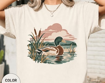 Mallard Duck T-Shirt, Vintage Lake Wildlife Illustration