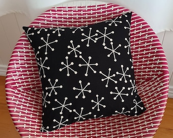 Eames starburst black linen cushion cover